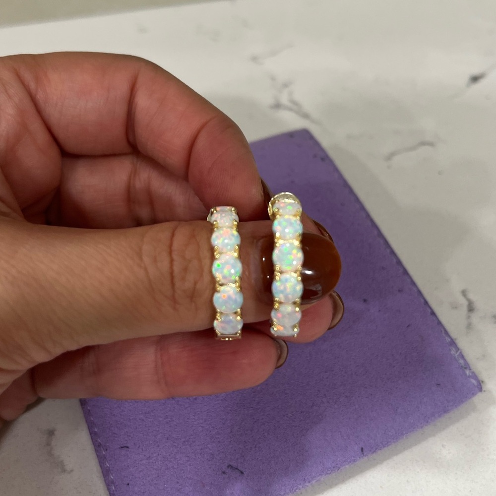 Melinda Maria 1” Opal Hoops
